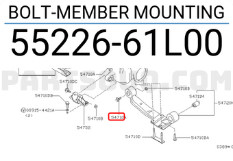 Nissan 5522661L00 BOLT-MEMBER MOUNTING