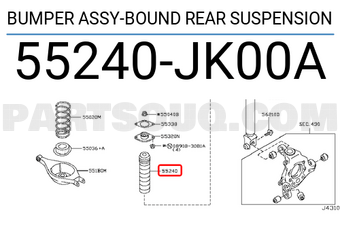 Nissan 55240JK00A BUMPER ASSY-BOUND REAR SUSPENSION