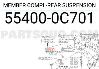 Nissan 554000C701 MEMBER COMPL-REAR SUSPENSION