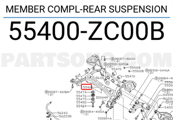 Nissan 55400ZC00B MEMBER COMPL-REAR SUSPENSION