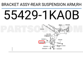 Nissan 554291KA0B BRACKET ASSY-REAR SUSPENSION ARM,RH