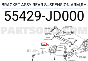 Nissan 55429JD000 BRACKET ASSY-REAR SUSPENSION ARM,RH