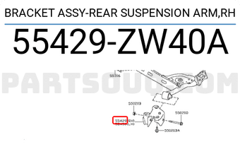 Nissan 55429ZW40A BRACKET ASSY-REAR SUSPENSION ARM,RH