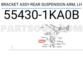 Nissan 554301KA0B BRACKET ASSY-REAR SUSPENSION ARM, LH