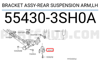 Nissan 554303SH0A BRACKET ASSY-REAR SUSPENSION ARM,LH