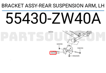 Nissan 55430ZW40A BRACKET ASSY-REAR SUSPENSION ARM, LH