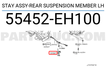 Nissan 55452EH100 STAY ASSY-REAR SUSPENSION MEMBER LH
