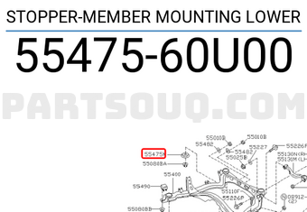 Nissan 5547560U00 STOPPER-MEMBER MOUNTING LOWER