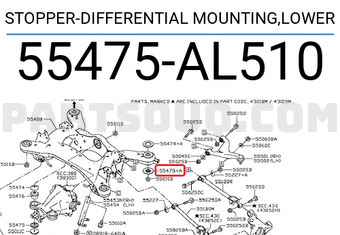 Nissan 55475AL510 STOPPER-DIFFERENTIAL MOUNTING,LOWER