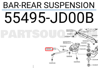 Nissan 55495JD00B BAR-REAR SUSPENSION