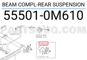 Nissan 555010M610 BEAM COMPL-REAR SUSPENSION