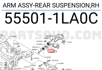 Nissan 555011LA0C ARM ASSY-REAR SUSPENSION,RH
