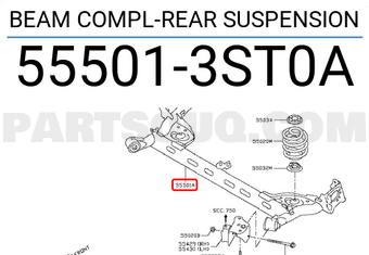 Nissan 555013ST0A BEAM COMPL-REAR SUSPENSION