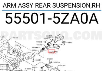 Nissan 555015ZA0A ARM ASSY REAR SUSPENSION,RH