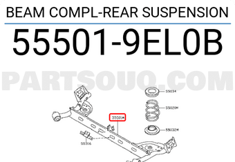 Nissan 555019EL0B BEAM COMPL-REAR SUSPENSION