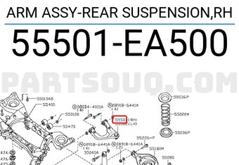 Nissan 55501EA500 ARM ASSY-REAR SUSPENSION,RH