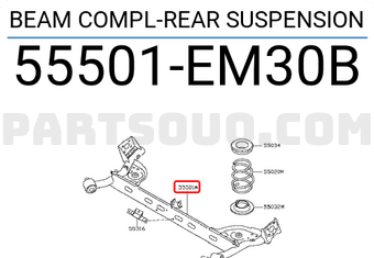 Nissan 55501EM30B BEAM COMPL-REAR SUSPENSION