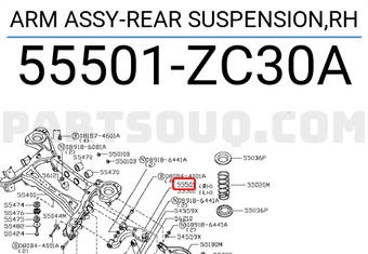 Nissan 55501ZC30A ARM ASSY-REAR SUSPENSION,RH