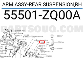 Nissan 55501ZQ00A ARM ASSY-REAR SUSPENSION,RH