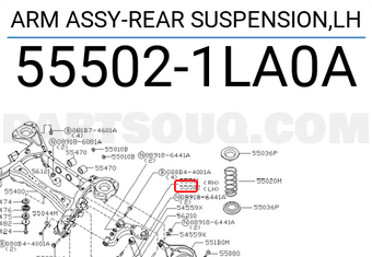 Nissan 555021LA0A ARM ASSY-REAR SUSPENSION,LH