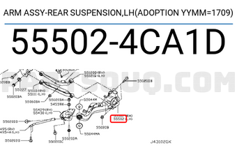 Nissan 555024CA1D ARM ASSY-REAR SUSPENSION,LH(ADOPTION YYMM=1709)