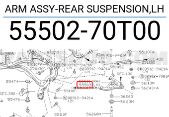 Nissan 5550270T00 ARM ASSY-REAR SUSPENSION,LH