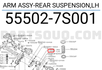 Nissan 555027S001 ARM ASSY-REAR SUSPENSION,LH