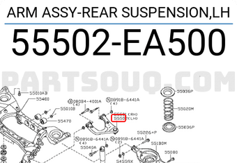 Nissan 55502EA500 ARM ASSY-REAR SUSPENSION,LH