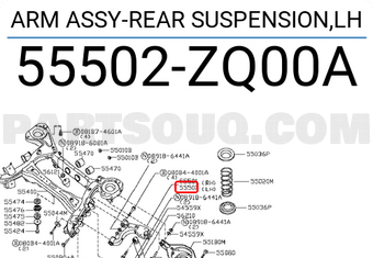 Nissan 55502ZQ00A ARM ASSY-REAR SUSPENSION,LH