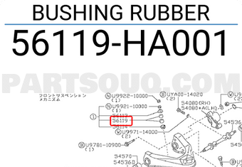 Nissan 56119HA001 BUSHING RUBBER