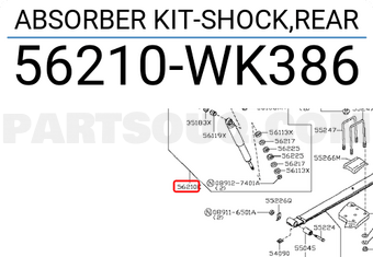 Nissan 56210WK386 ABSORBER KIT-SHOCK,REAR