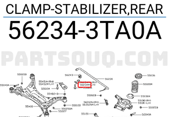 Nissan 562343TA0A CLAMP-STABILIZER,REAR