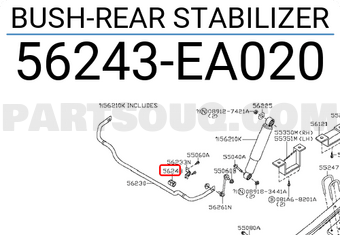 Nissan 56243EA020 BUSH-REAR STABILIZER