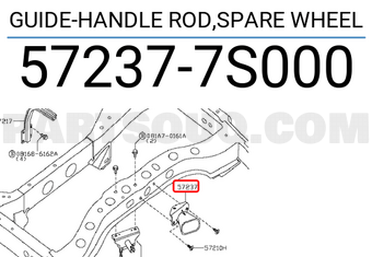 Nissan 572377S000 GUIDE-HANDLE ROD,SPARE WHEEL