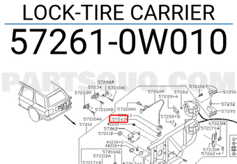 Nissan 572610W010 LOCK-TIRE CARRIER