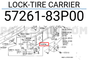 Nissan 5726183P00 LOCK-TIRE CARRIER