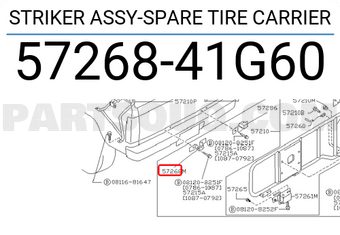 Nissan 5726841G60 STRIKER ASSY-SPARE TIRE CARRIER