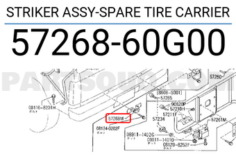 Nissan 5726860G00 STRIKER ASSY-SPARE TIRE CARRIER