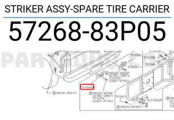 Nissan 5726883P05 STRIKER ASSY-SPARE TIRE CARRIER