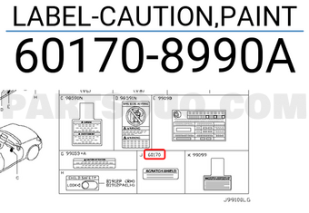 Nissan 601708990A LABEL-CAUTION,PAINT