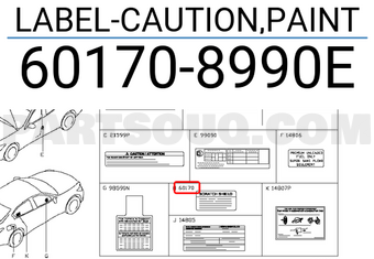 Nissan 601708990E LABEL-CAUTION,PAINT