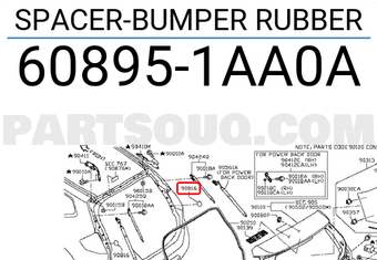 Nissan 608951AA0A SPACER-BUMPER RUBBER