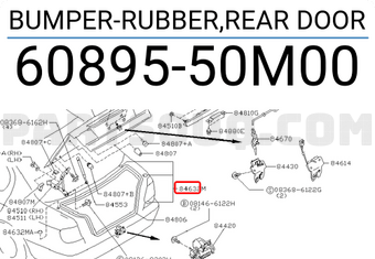 Nissan 6089550M00 BUMPER-RUBBER,REAR DOOR