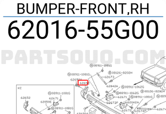 Nissan 6201655G00 BUMPER-FRONT,RH