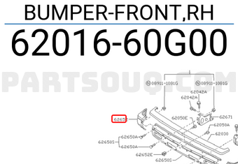 Nissan 6201660G00 BUMPER-FRONT,RH