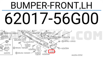 Nissan 6201756G00 BUMPER-FRONT,LH