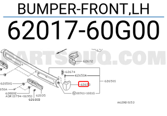 Nissan 6201760G00 BUMPER-FRONT,LH