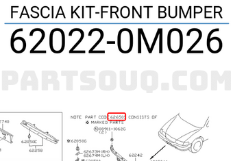 Nissan 620220M026 FASCIA KIT-FRONT BUMPER