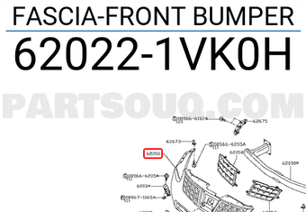 Nissan 620221VK0H FASCIA-FRONT BUMPER