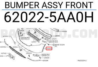 Nissan 620225AA0H BUMPER ASSY FRONT